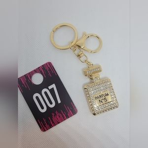 White Gold Purfume Bottle Key Chain